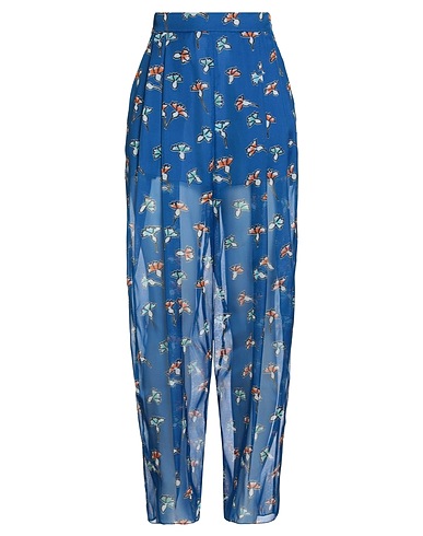 EMPORIO ARMANI Casual trouser Bright blue 100% Silk
