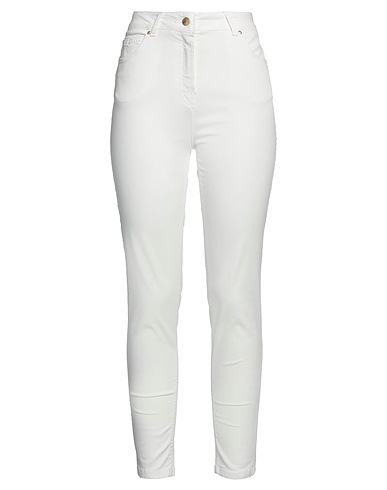CLIPS MORE Denim trousers White 97% Cotton, 3% Elastane