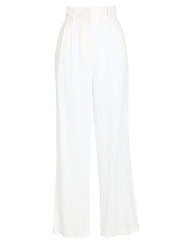 SIMONA CORSELLINI Casual trouser White 100% Linen