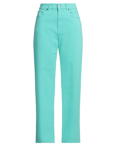 P.A.R.O.S.H. Denim trousers Turquoise 99% Cotton, 1% Elastane