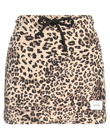 SHOE Mini skirt Beige 100% Cotton