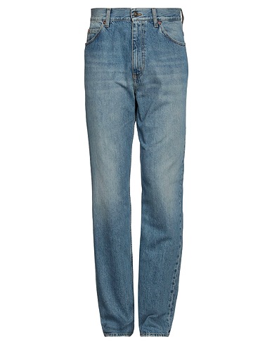GUCCI Denim pants Blue 100% Cotton, Calfskin
