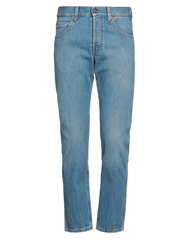 GUCCI Denim trousers Blue 100% Cotton, Calfskin