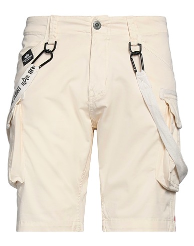 ALPHA INDUSTRIES Shorts & Bermuda Cream 98% Cotton, 2% Elastane