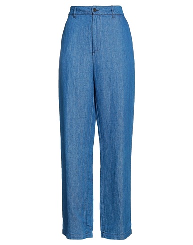 ALESSIA SANTI Denim trousers Blue 57% Cotton, 43% Linen