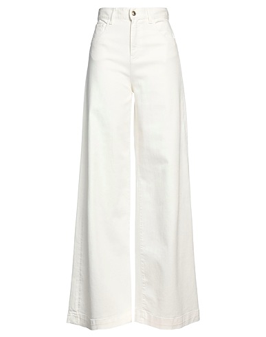 LIU •JO Denim trousers White 98% Cotton, 2% Elastane