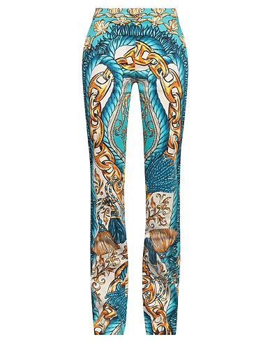 MOSCHINO Casual trouser COUTURE Turquoise 98% Cotton, 2% Elastane
