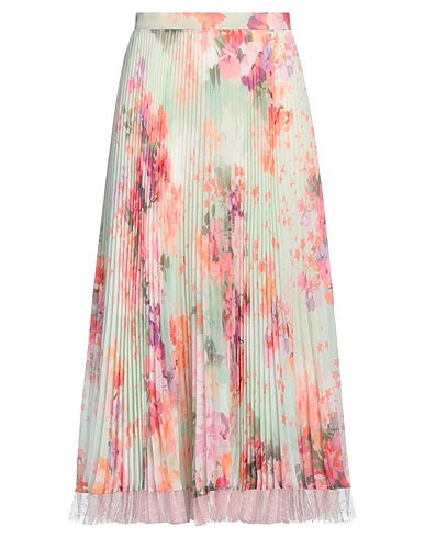 TWINSET Midi skirt Light green 100% Polyester