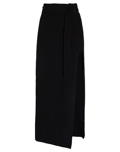 8 by YOOX Long skirt WOOL BLEND WRAP SKIRT
 Black 70% Recycled wool, 25% Recycled polyamide, 5% Other Fibres