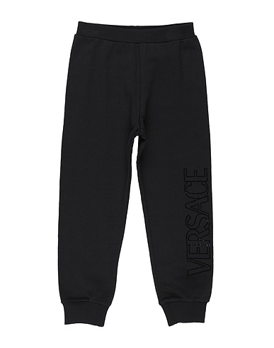 VERSACE YOUNG Casual trouser Black 100% Cotton, Elastane