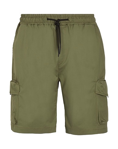 8 by YOOX Shorts & Bermuda COTTON WAISTBAND CARGO SHORTS Military green 97% Cotton, 3% Elastane