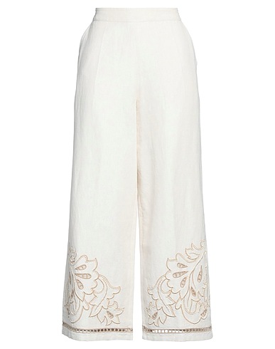 TWINSET Casual trouser Ivory 55% Linen, 45% Cotton