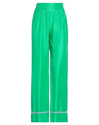 FORTE_FORTE Casual trouser Emerald green 100% Silk