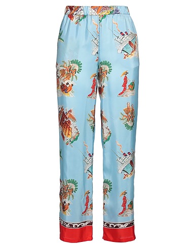 P.A.R.O.S.H. Casual trouser Sky blue 100% Silk