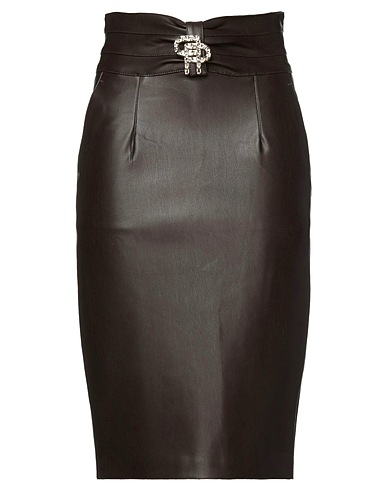 PINKO Midi skirt Dark brown 100% Polyester, Polyurethane