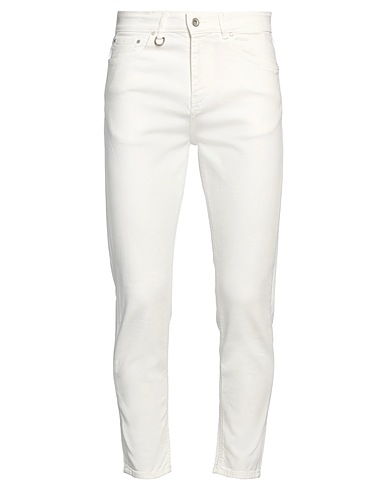 PAOLO PECORA Denim pants White 99% Cotton, 1% Elastane