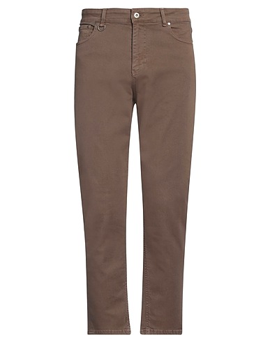 PAOLO PECORA Denim pants Khaki 99% Cotton, 1% Elastane