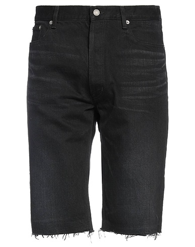 SAINT LAURENT Denim shorts Black 100% Cotton, Calfskin