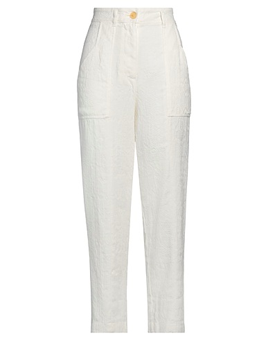 FORTE_FORTE Pantalone Avorio 64% Lino, 32% Cotone, 4% Acrilico