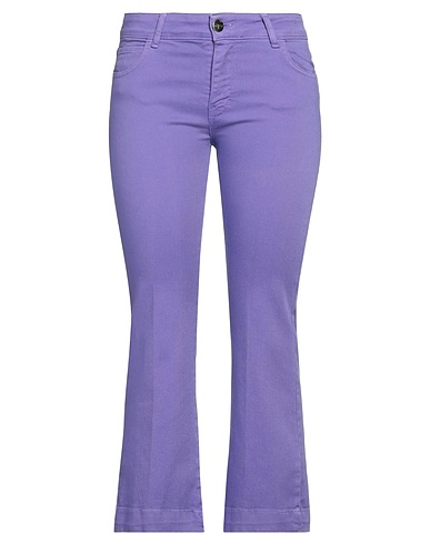 SIMONA CORSELLINI Casual trouser Purple 98% Cotton, 2% Elastane