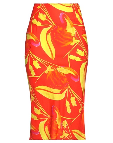 LOUISA BALLOU Falda midi Naranja 57% Algodón, 43% Seda