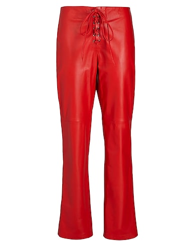 8 by YOOX Pantalón LEATHER LACE-UP PANTS
 Rojo tomate 100% Piel de cordero