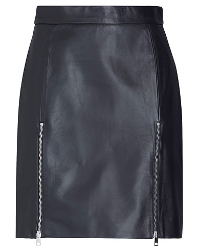 8 by YOOX Mini skirt LEATHER ZIP-UP SPLIT MINI SKIRT
 Black 100% Lambskin