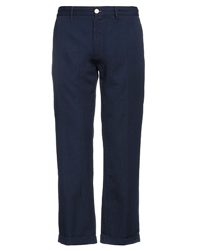 JECKERSON Casual trouser Navy blue 81% Cotton, 19% Linen