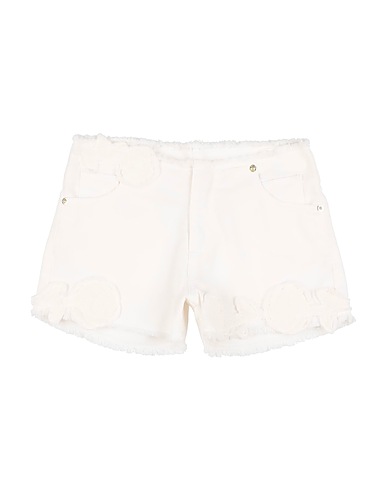 MISS GRANT Denim shorts Cream 97% Cotton, 3% Elastane