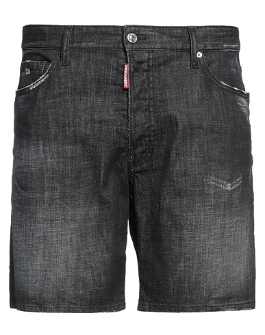 DSQUARED2 Denim shorts Black 98% Cotton, 2% Elastane, Calfskin