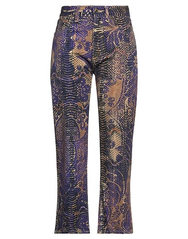 JUST CAVALLI Casual trouser Purple 65% Polyester, 35% Cotton, Calfskin