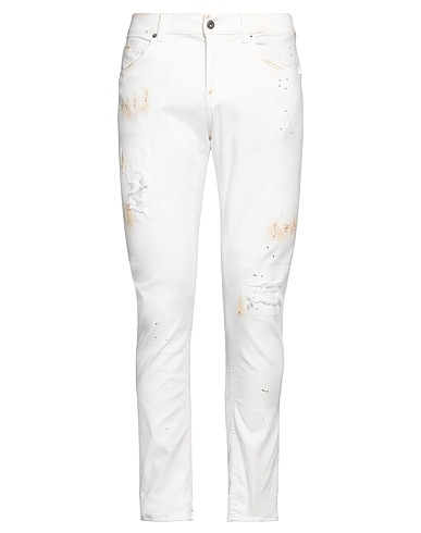 DONDUP Denim trousers White 88% Cotton, 7% Elastomultiester, 5% Elastane