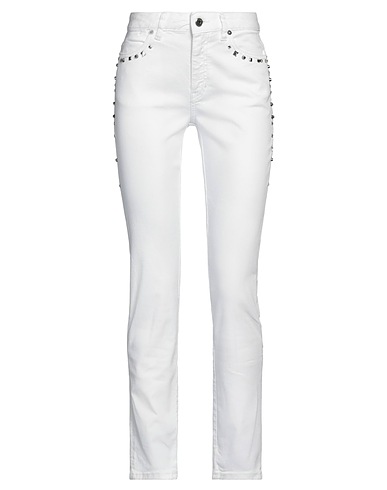 JUST CAVALLI Denim trousers White 93% Cotton, 5% Elastomultiester, 2% Elastane, Aluminium, Glass