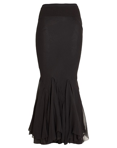 RICK OWENS Long skirt Black 100% Silk, Cotton, Polyamide