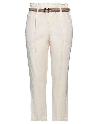 BRUNELLO CUCINELLI パンツ アイボリー レーヨン 73% / リネン 27%