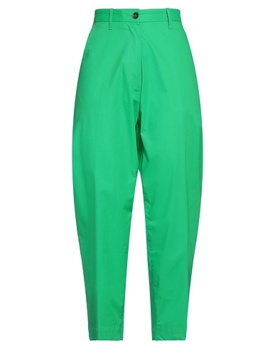 NINE IN THE MORNING Casual trouser Green 77% Cotton, 17% Silk, 6% Elastane