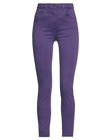ELISABETTA FRANCHI Denim pants Purple 92% Cotton, 6% Elastomultiester, 2% Elastane
