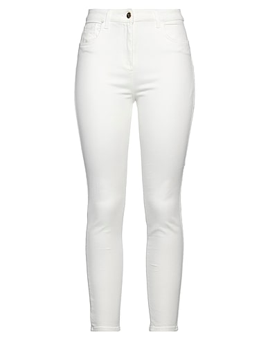 ELISABETTA FRANCHI Denim trousers White 92% Cotton, 6% Elastomultiester, 2% Elastane