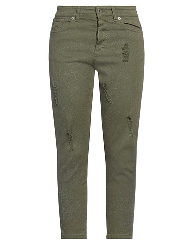 SOUVENIR Denim trousers Military green 99% Cotton, 1% Elastane