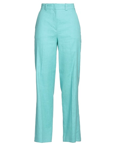 SEVENTY VENEZIA Casual pants Turquoise 64% Linen, 35% Cotton, 1% Elastane