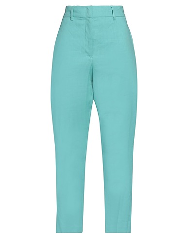SEVENTY VENEZIA Casual trouser Turquoise 64% Linen, 35% Cotton, 1% Elastane