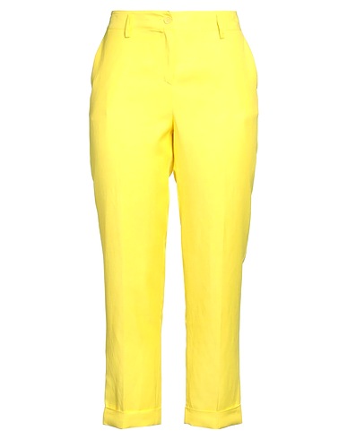 P.A.R.O.S.H. Casual trouser Yellow 72% Viscose, 28% Linen