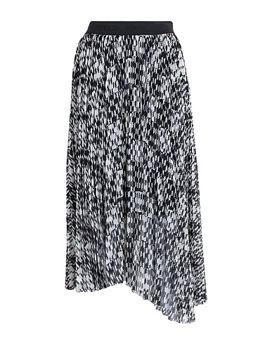 KARL LAGERFELD Midi skirt CHECK PLEATED SKIRT
 Black 100% Recycled polyester