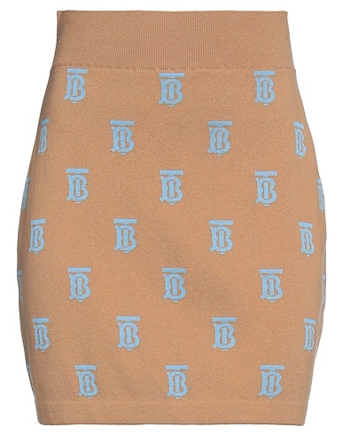 BURBERRY Mini skirt Camel 56% Wool, 39% Silk, 4% Polyamide, 1% Elastane
