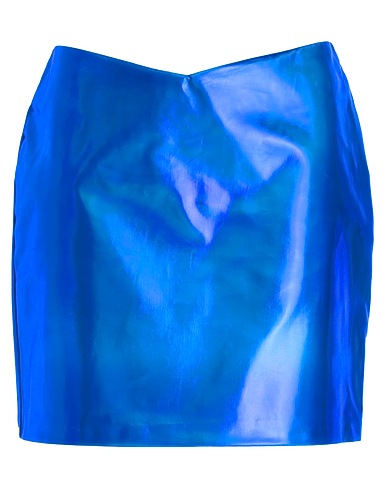 SOMETHINGNEW0803 Mini skirt Bright blue 100% Polyester, Polyurethane coated