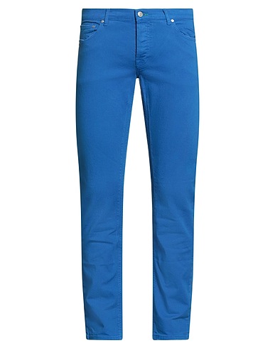 GREY DANIELE ALESSANDRINI Casual trouser Bright blue 97% Cotton, 3% Elastane