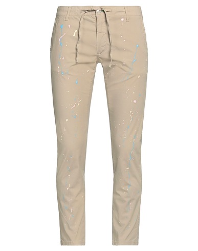 GREY DANIELE ALESSANDRINI Casual trouser Beige 98% Cotton, 2% Elastane