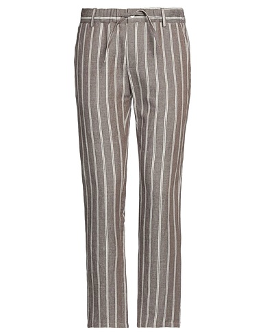 GREY DANIELE ALESSANDRINI Casual trouser Dark brown 50% Linen, 30% Cotton, 20% Polyester