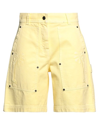 PALM ANGELS Shorts jeans Giallo 100% Cotone
