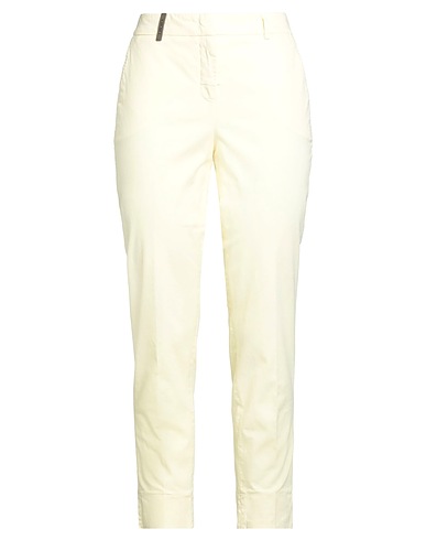 PESERICO Casual trouser Pastel yellow 98% Cotton, 2% Elastane